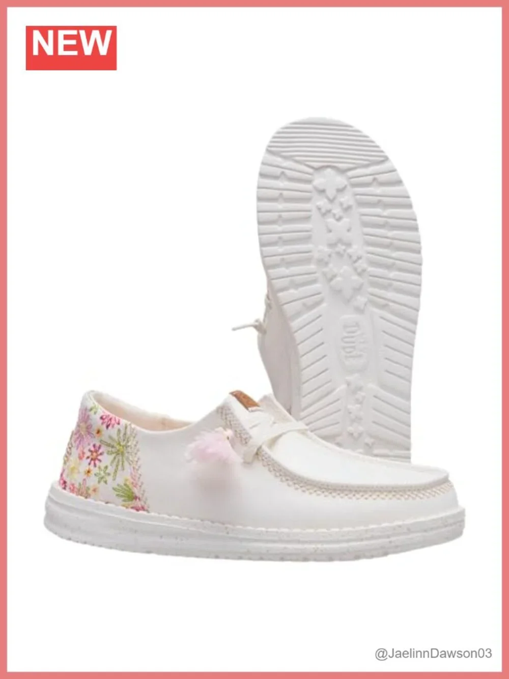 Women's Embroidered Floral Slip On Loafer with Tassel Laces, Lightweight